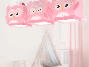 Παιδικό Φωτιστικό Οροφής Τρίφωτο Ango Little Pink Owl 64483